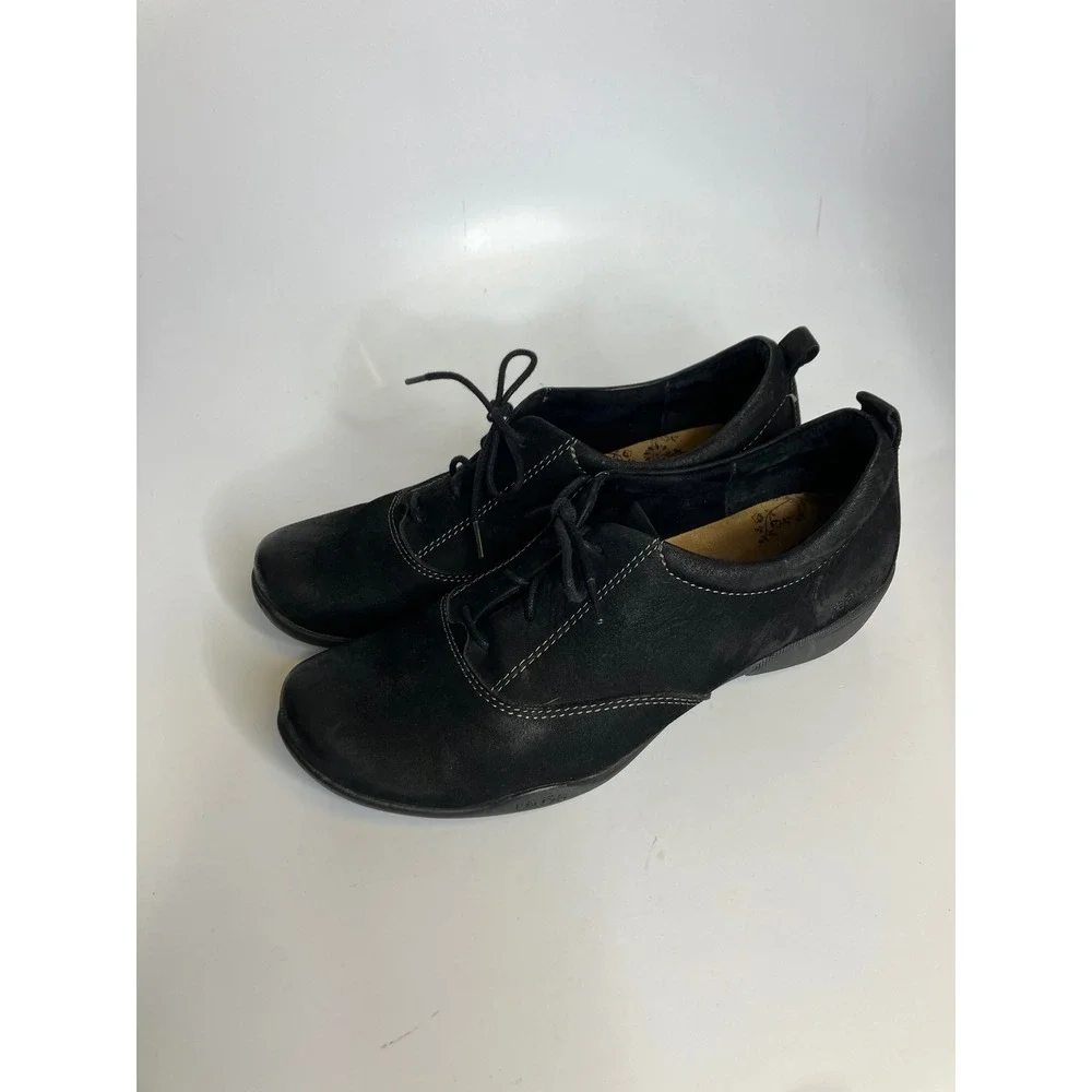 Taos Getaway Oxfords Womens 8.5 Black Leather Good Lace Up Comfort Shoes